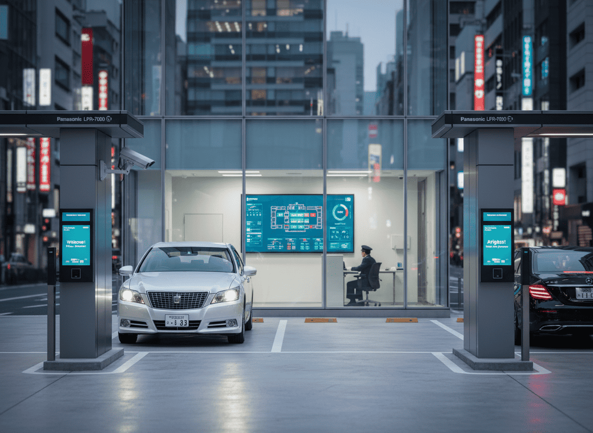 Parking management system with LPR tracking vehicle entry and exit times